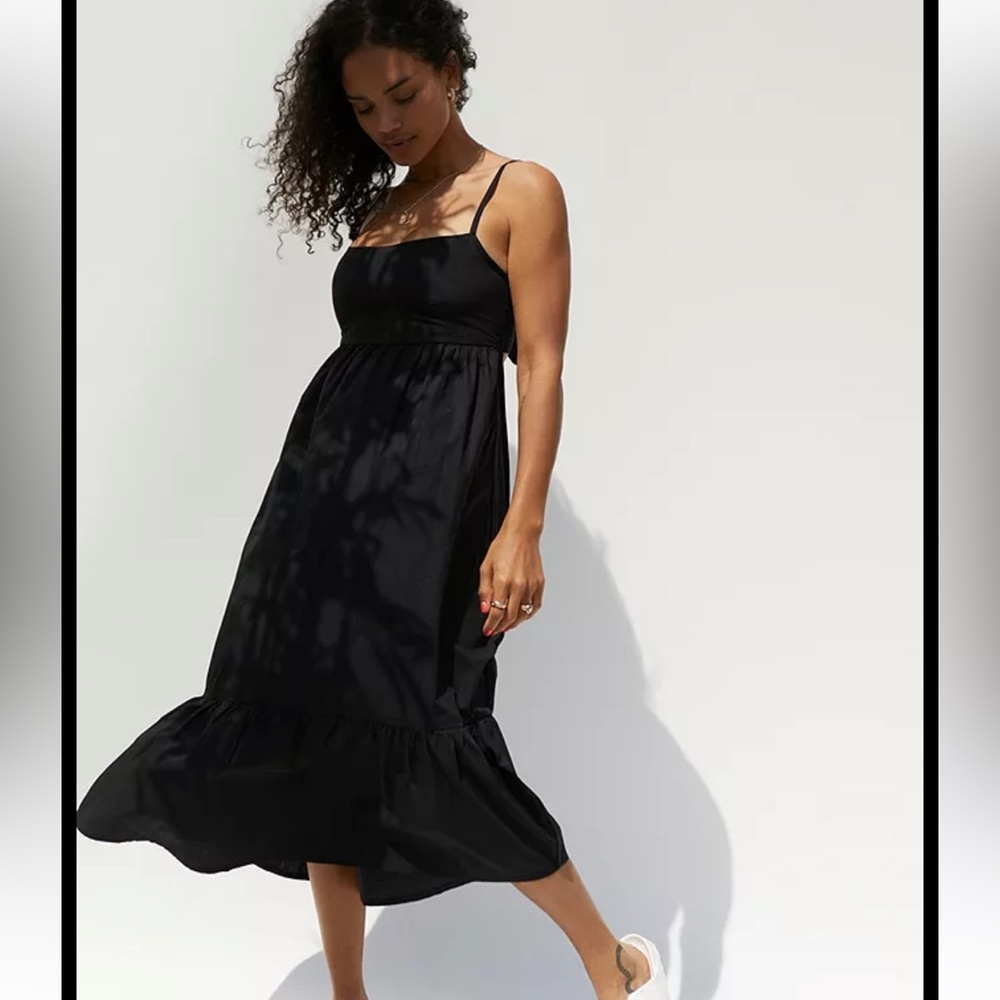 Faithfull The Brand Black Candace Midi Dress size Medium USA 6